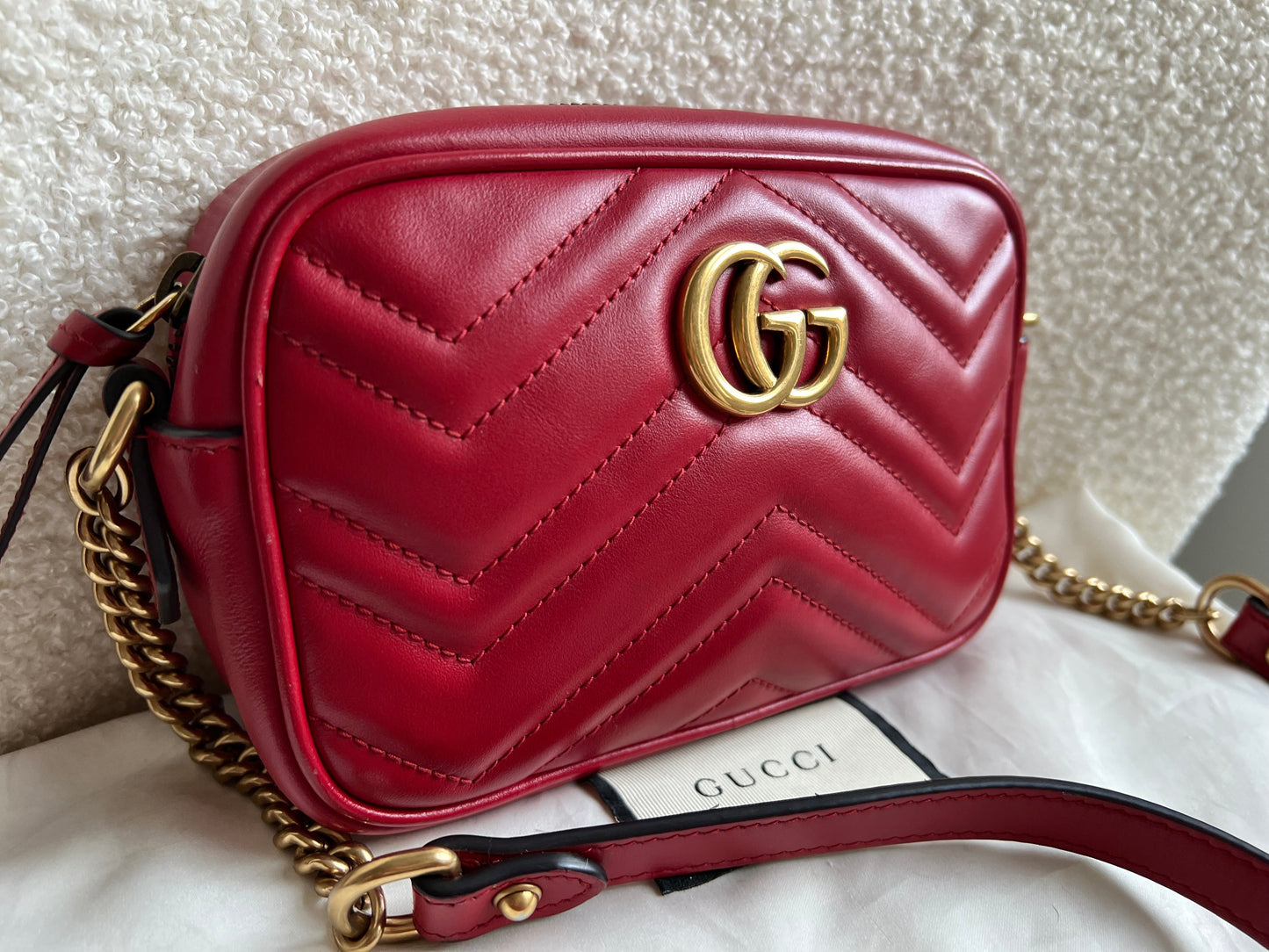 Gucci GG Hibiscus Red Marmont Mini Shoulder Bag (RRP £1220)