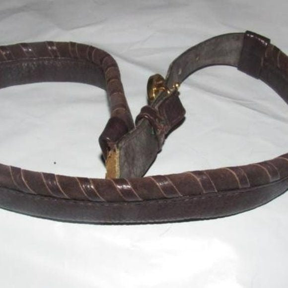 Gucci Brown Whip-stitched Leather Gold Tone