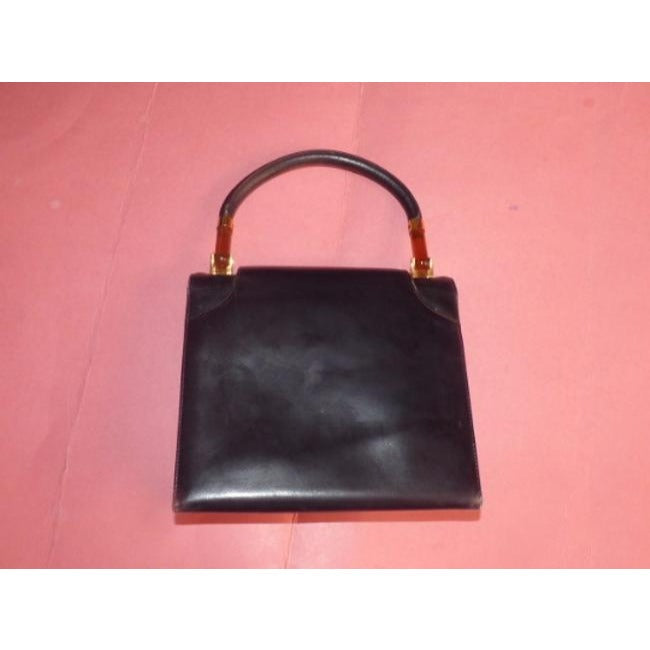 Gucci Vintage Pursesdesigner Purses Black With Tortoise Shell Lucite And Gold Accents Leather Satche