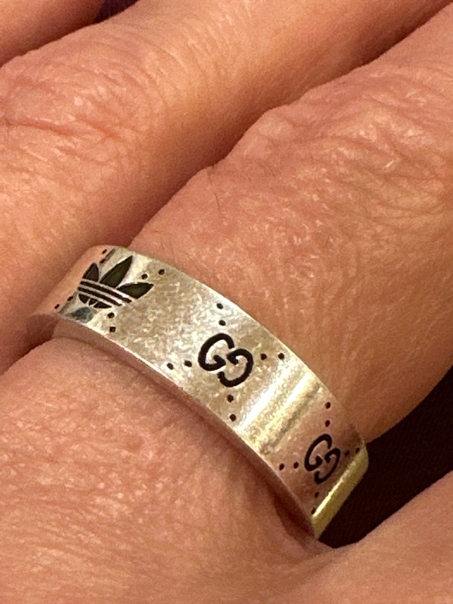 Gucci x Adidas Engraved Silver Ring