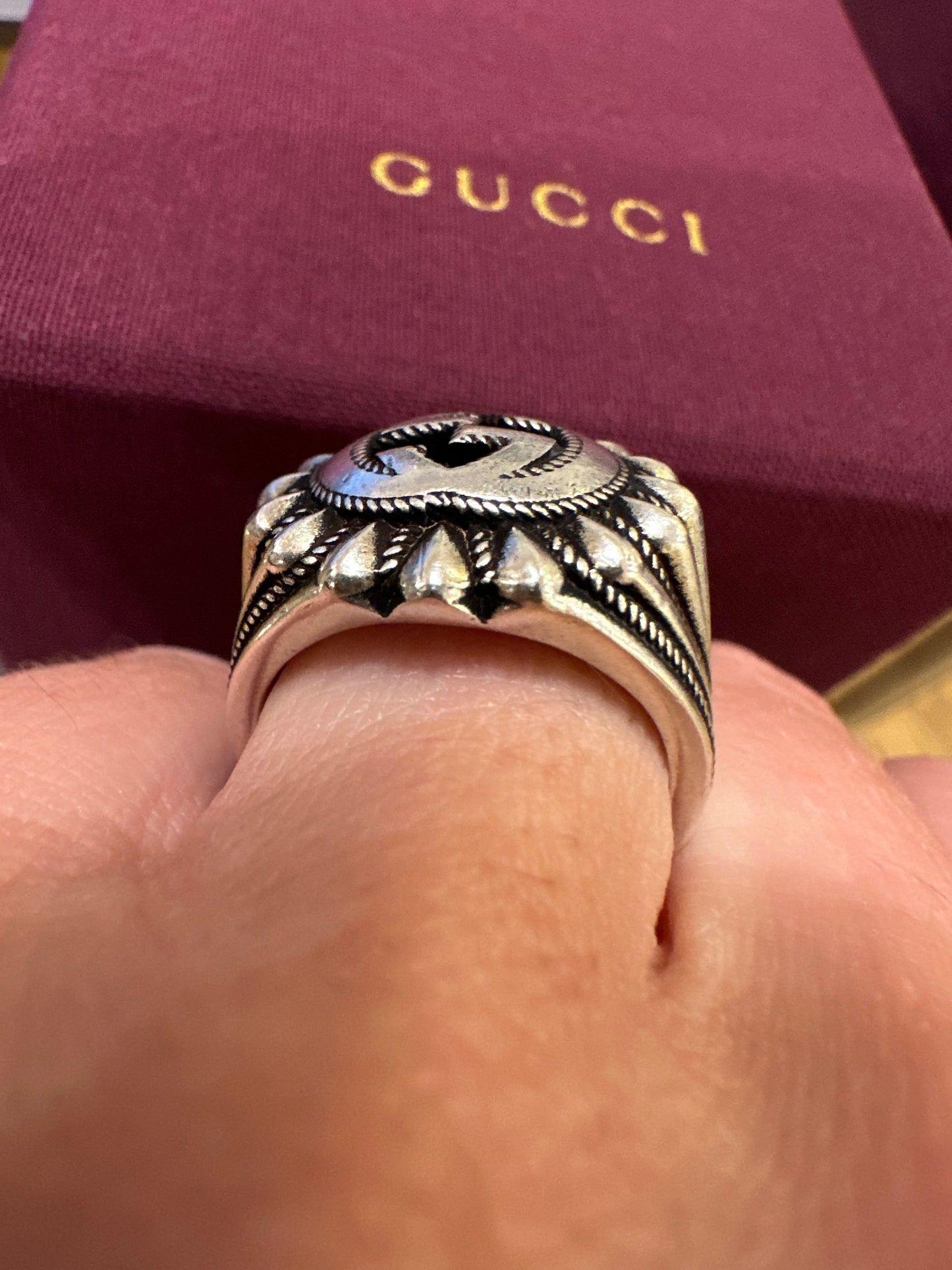 Gucci Interlocking G Engraved Ring