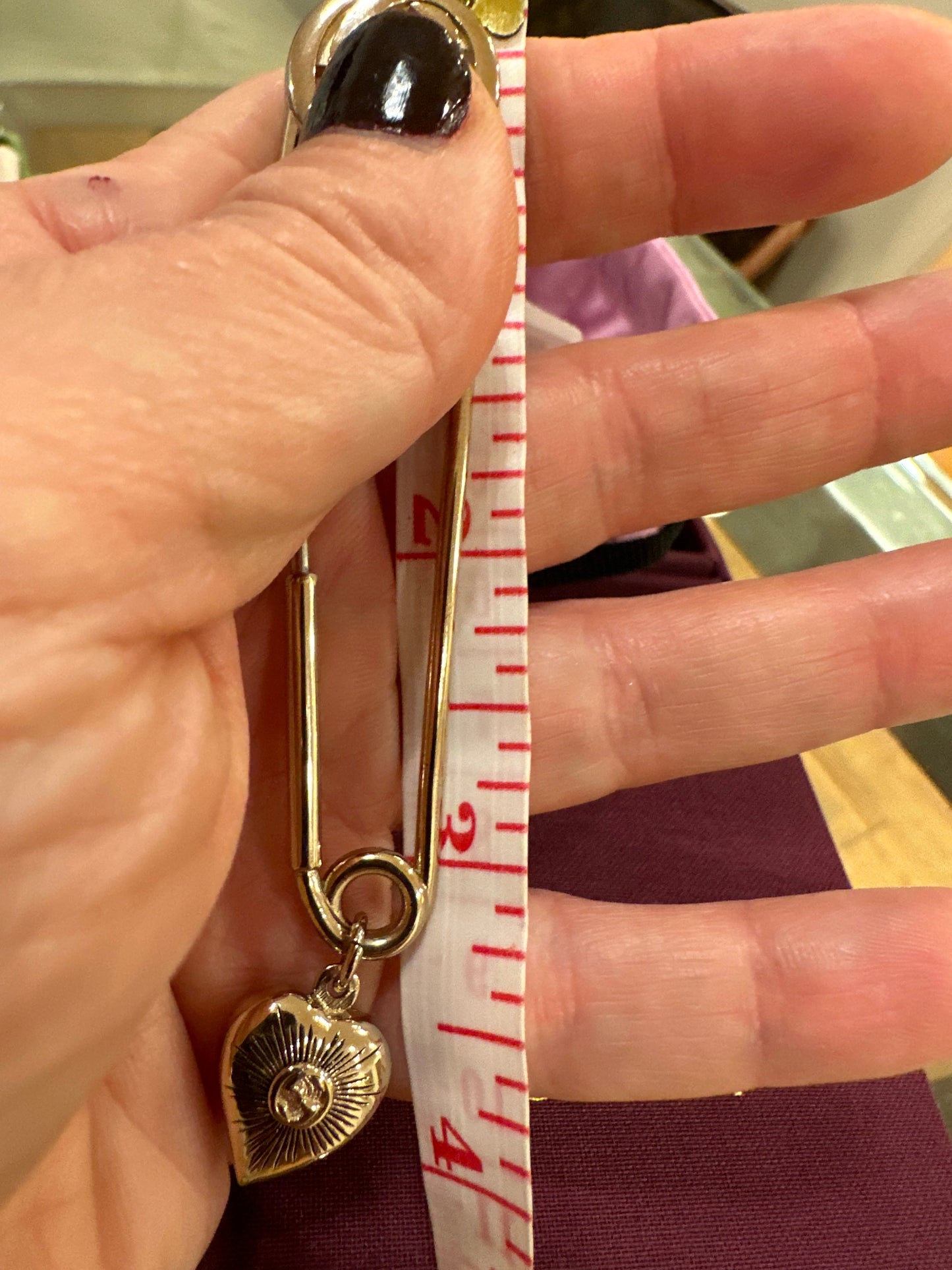 Gucci Single Safety Pin Earring with Heart
