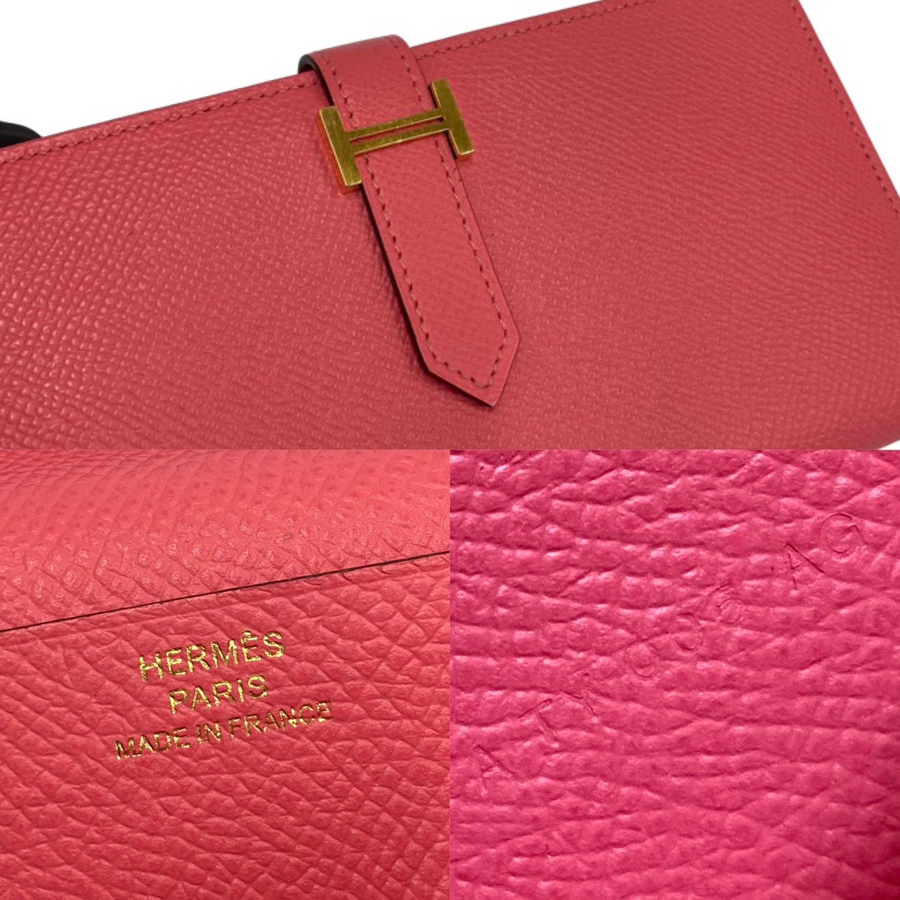 HERMES Long Wallet Purse Epsom pink Beansufla