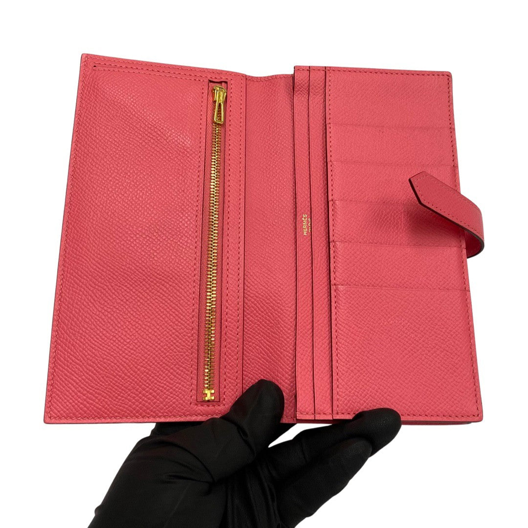 HERMES Long Wallet Purse Epsom pink Beansufla