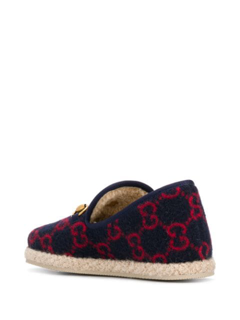 Gucci GG Wool Loafers in Navy