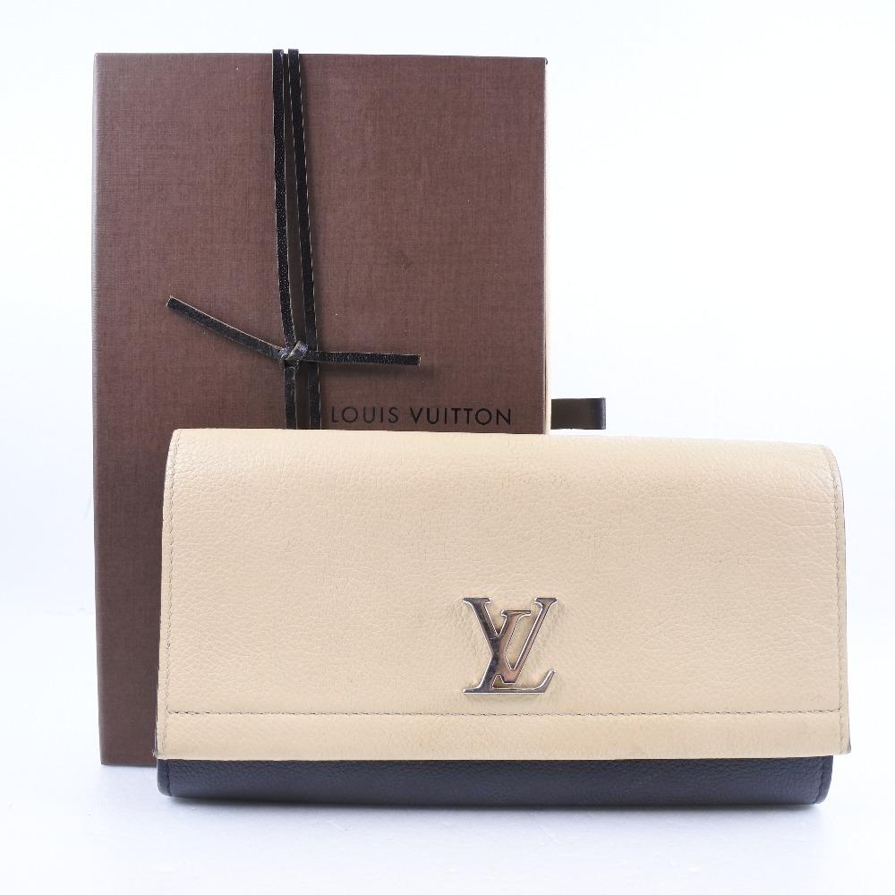 Louis Vuitton Beige Leather Lockme wallet accessories