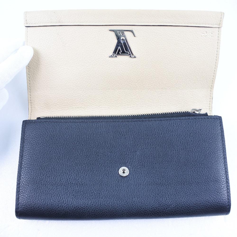 Louis Vuitton Beige Leather Lockme wallet accessories