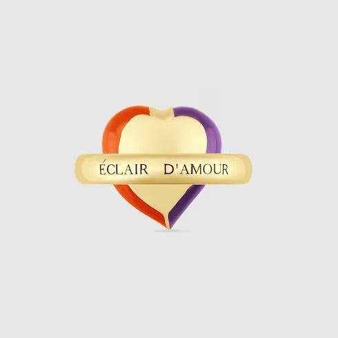 Gucci Interlocking G Heart Lightning Charm Ring in Orange and Purple