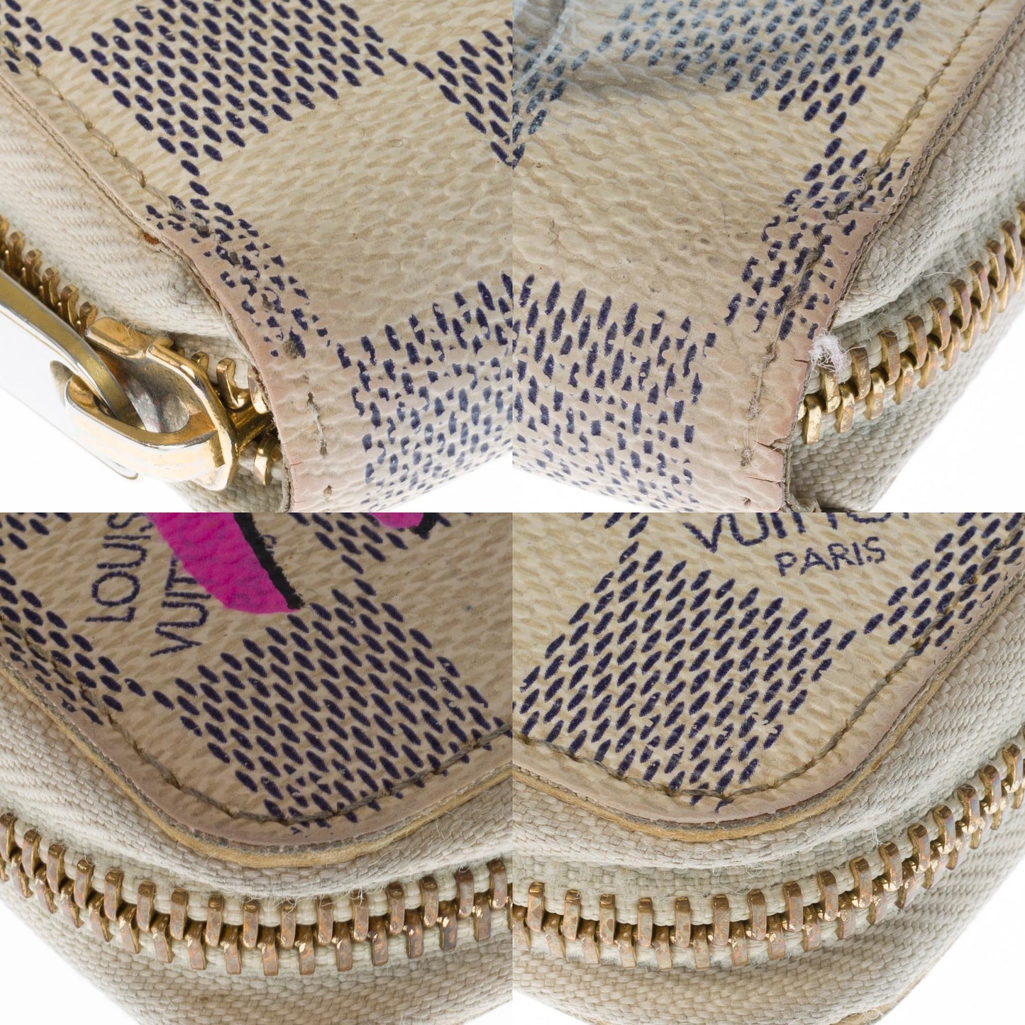 LOUIS VUITTON Customized "Marilyn Monroe" Zippy wallet in damier azur canvas