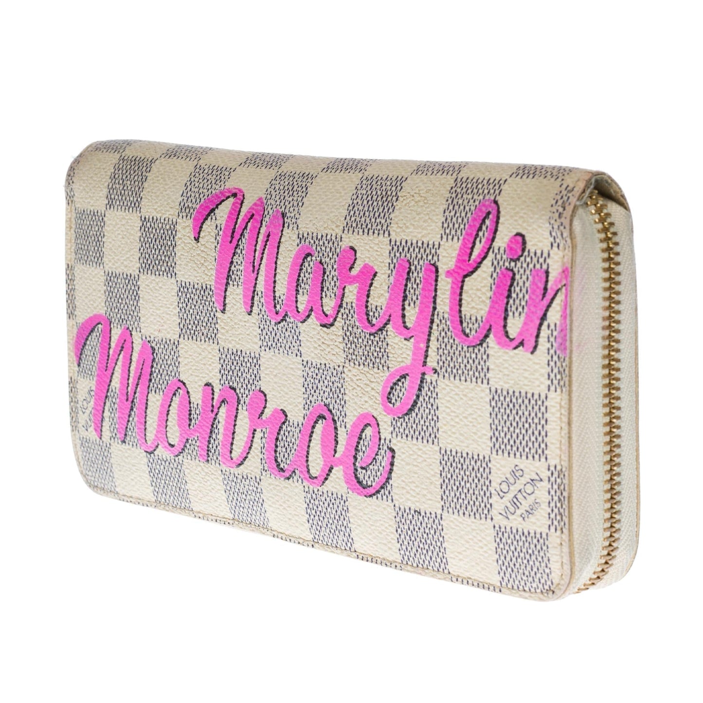 LOUIS VUITTON Customized "Marilyn Monroe" Zippy wallet in damier azur canvas