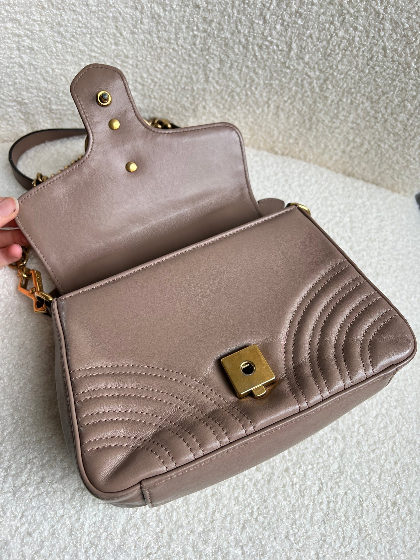 Gucci GG Dusty Pink Marmont Mini Top Handle Bag (RRP £1,890)