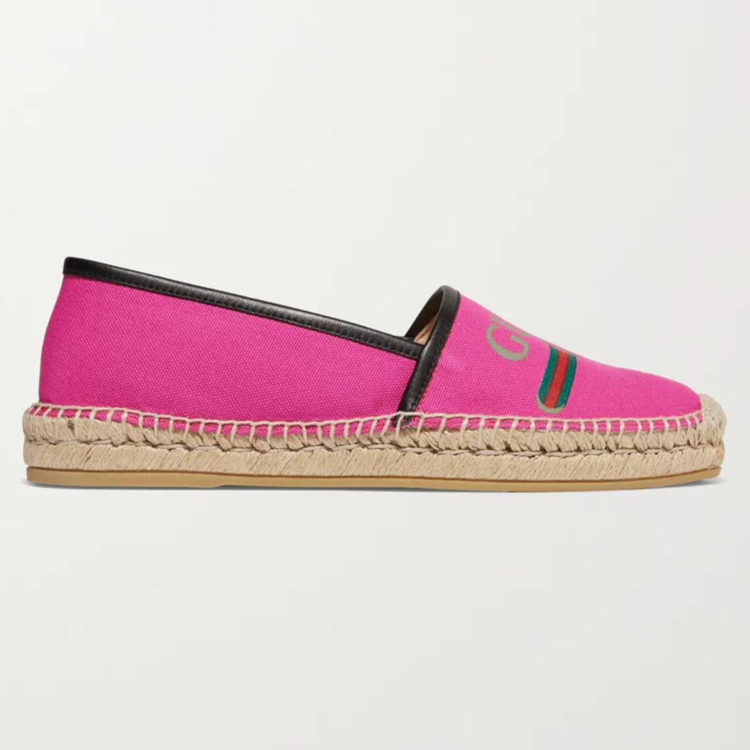 Gucci Printed Canvas Espadrille Flats in Fuchsia