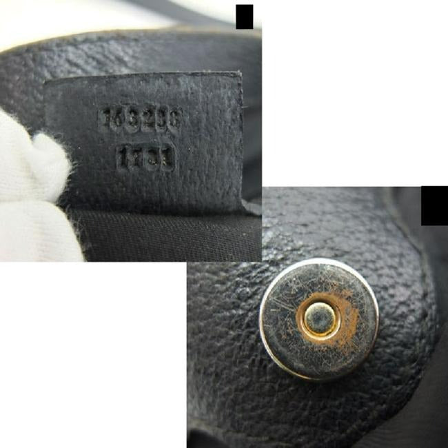 Gucci Black Large Logo Print Canvas And Black Leather Satchel