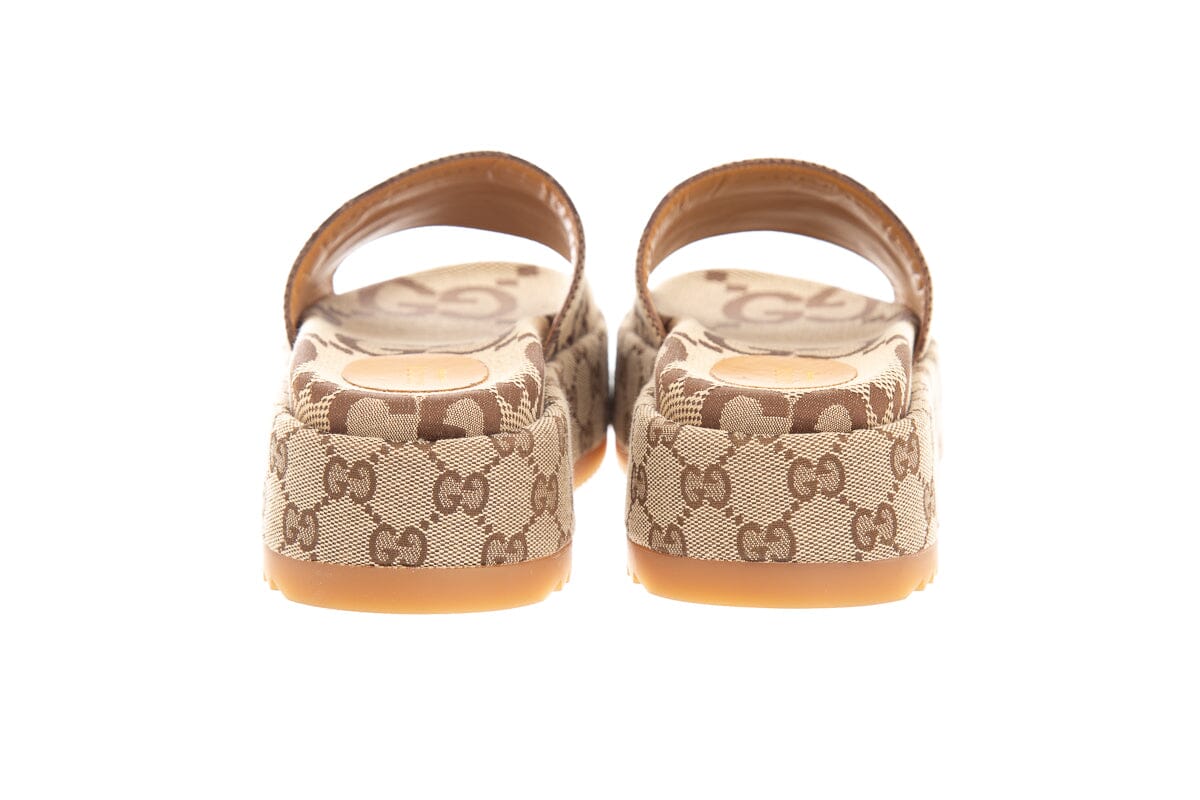 Gucci Monogram GG Logo Canvas Platforms SZ 38