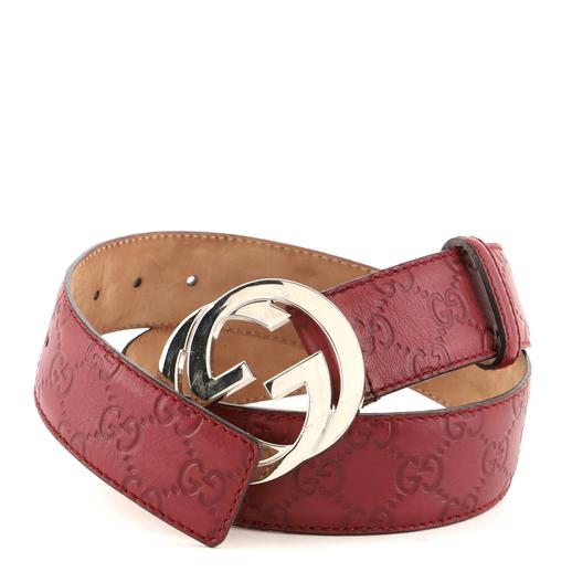 Gucci Interlocking GG Leather Belt In Mystic Red