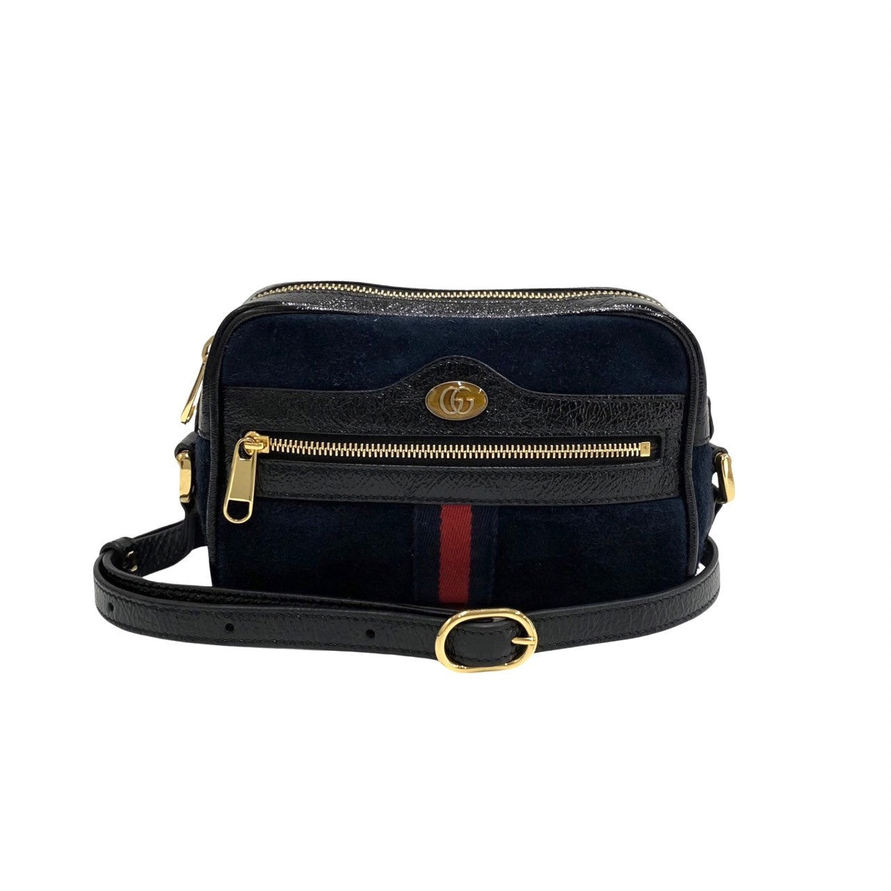 GUCCI Shoulder Bag Suede Navy GG Ophidia