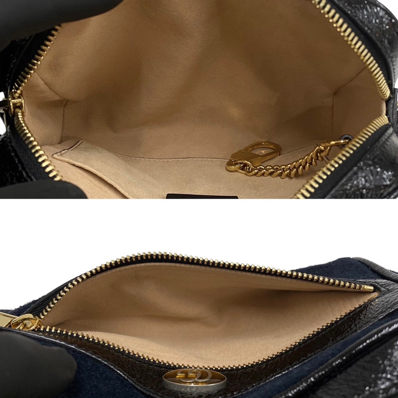 GUCCI Shoulder Bag Suede Navy GG Ophidia
