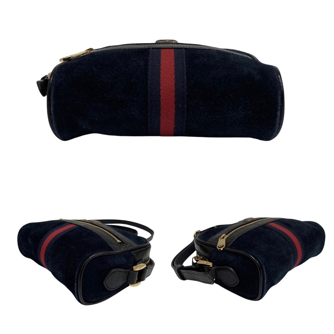 GUCCI Shoulder Bag Suede Navy GG Ophidia