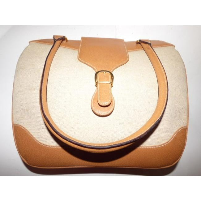 Gucci Jackie Natural Canvas & Camel Leather Satchel