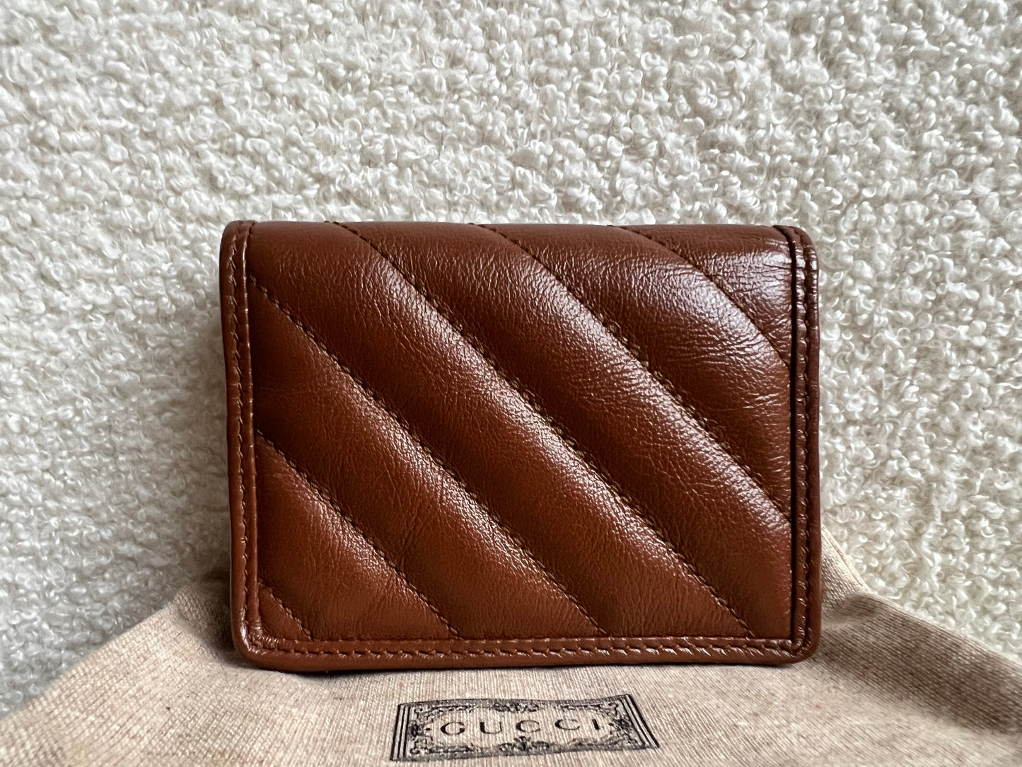 Gucci GG Brown Marmont Matelassé Card Case Wallet (RRP £380)