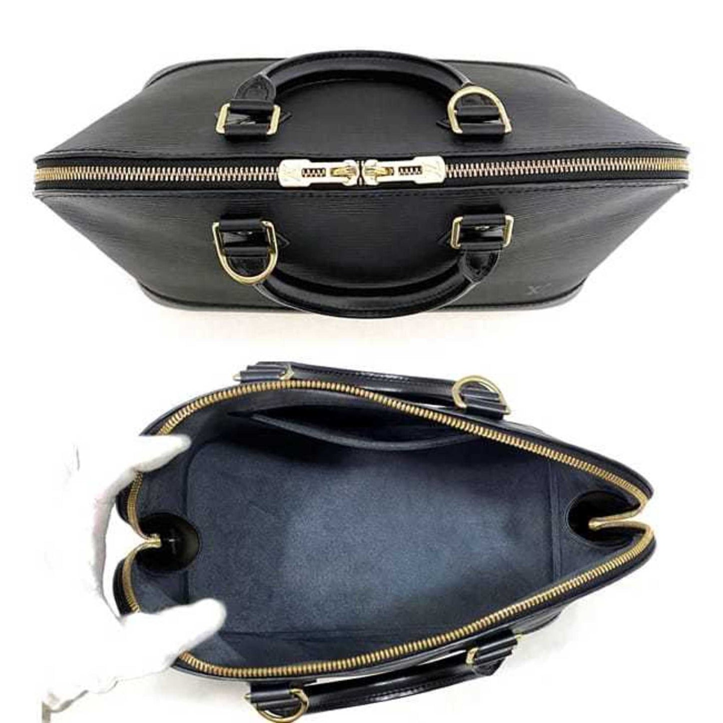 Louis Vuitton Black Leather Alma handbag bag