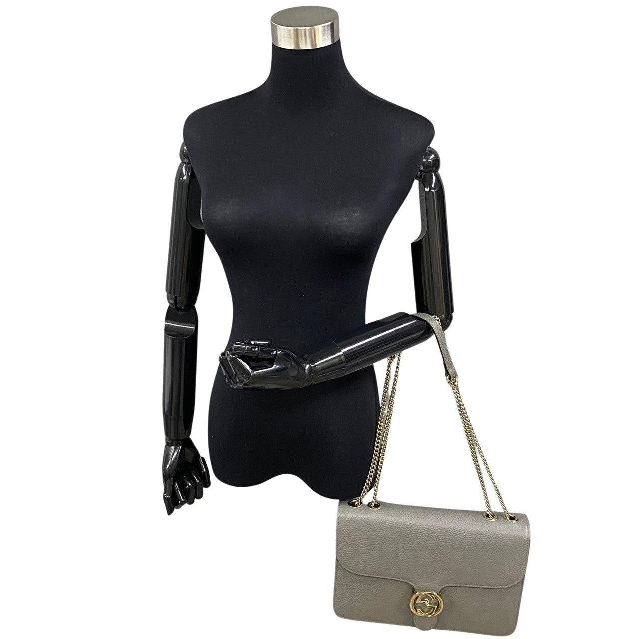 GUCCI Shoulder Bag leather gray