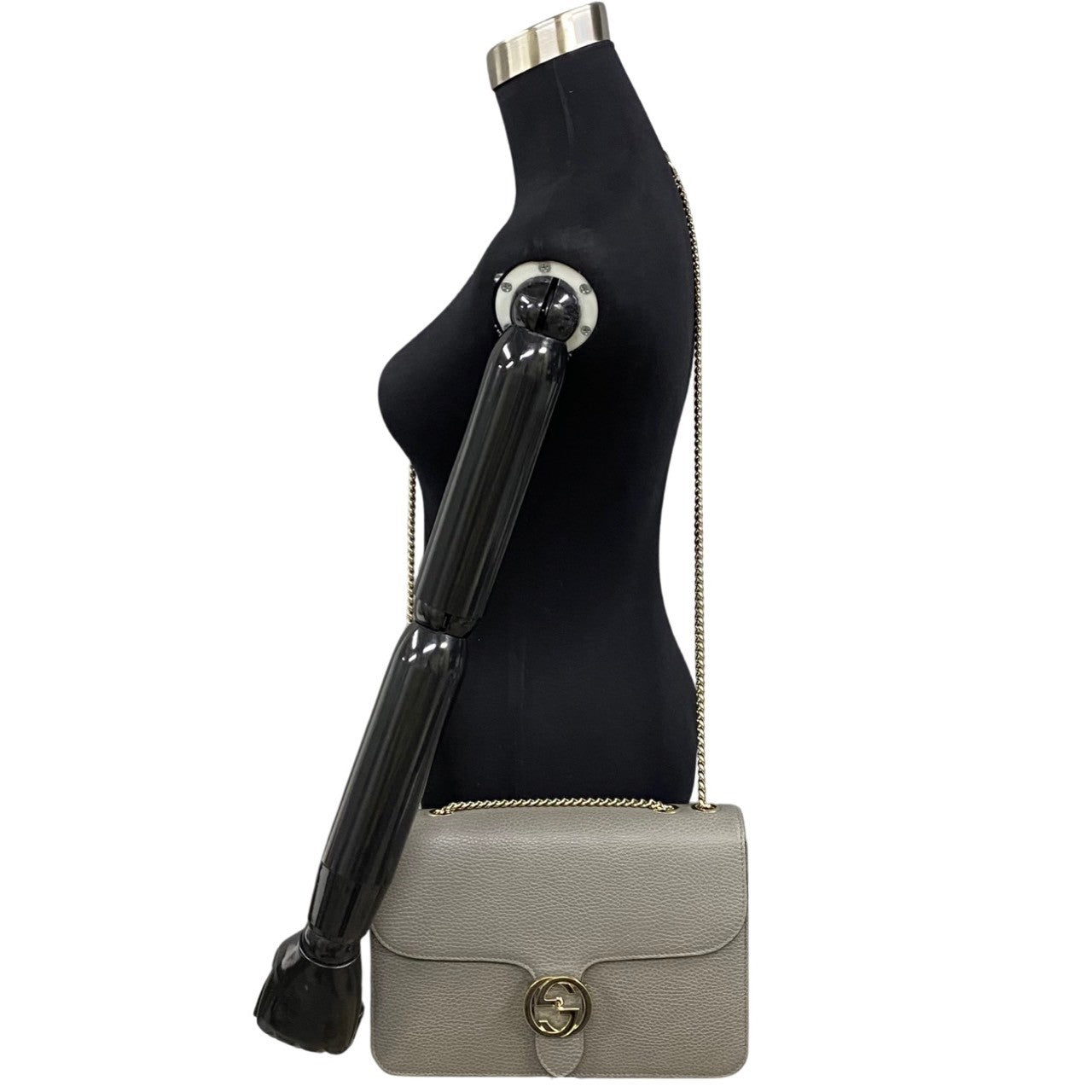 GUCCI Shoulder Bag leather gray