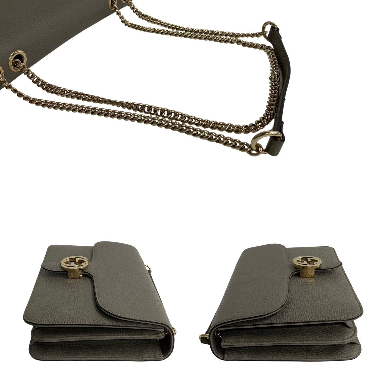 GUCCI Shoulder Bag leather gray