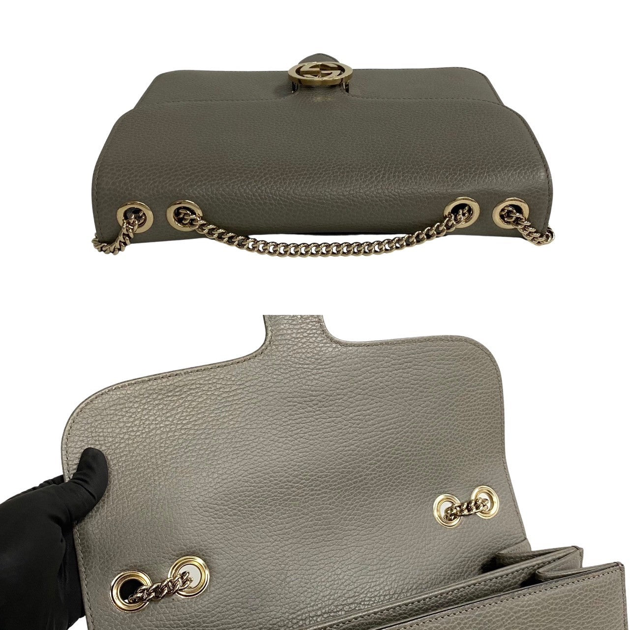GUCCI Shoulder Bag leather gray