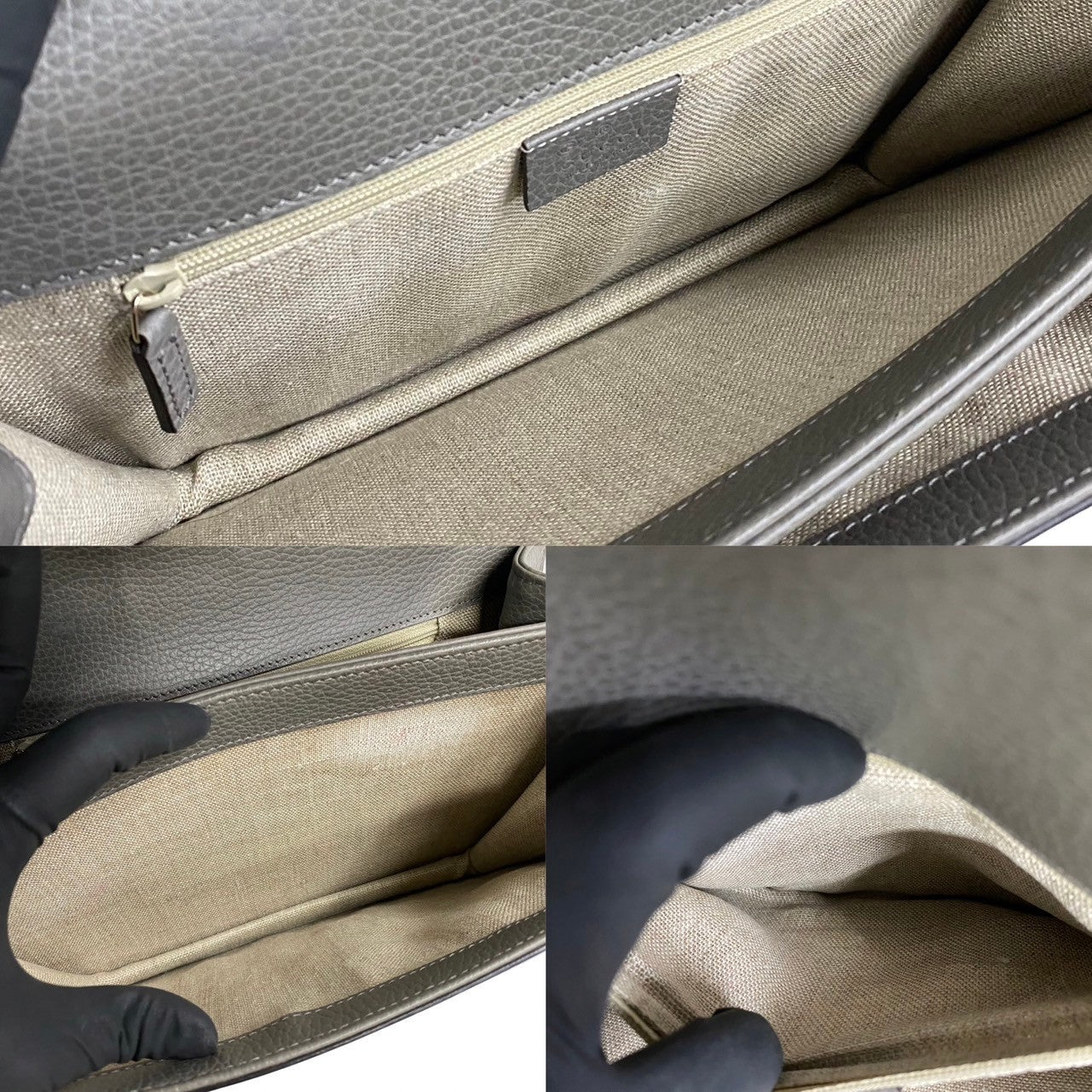 GUCCI Shoulder Bag leather gray