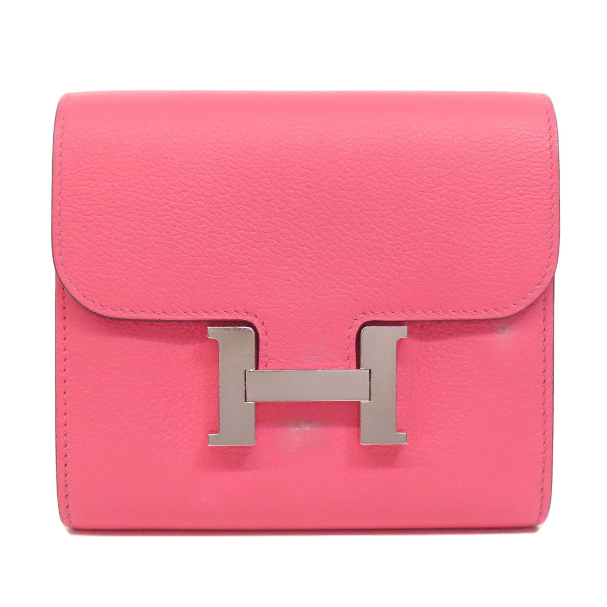 HERMES Bifold Wallet Vaugham pink Constance Compact SilverMetal