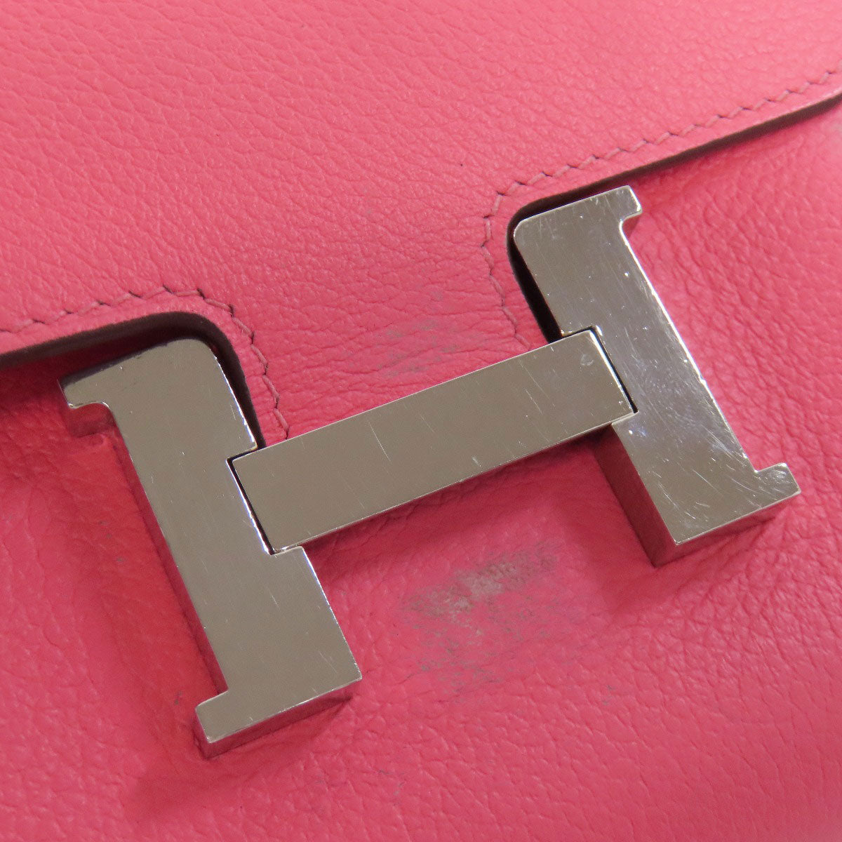 HERMES Bifold Wallet Vaugham pink Constance Compact SilverMetal
