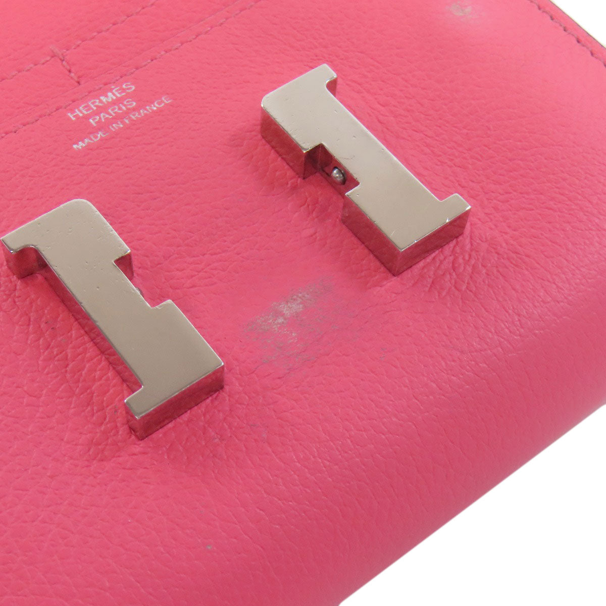 HERMES Bifold Wallet Vaugham pink Constance Compact SilverMetal