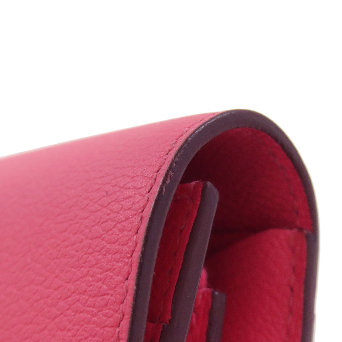 HERMES Bifold Wallet Vaugham pink Constance Compact SilverMetal