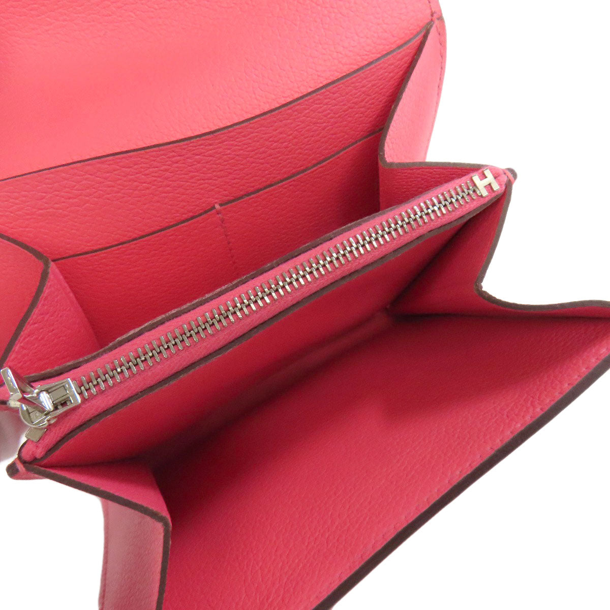 HERMES Bifold Wallet Vaugham pink Constance Compact SilverMetal