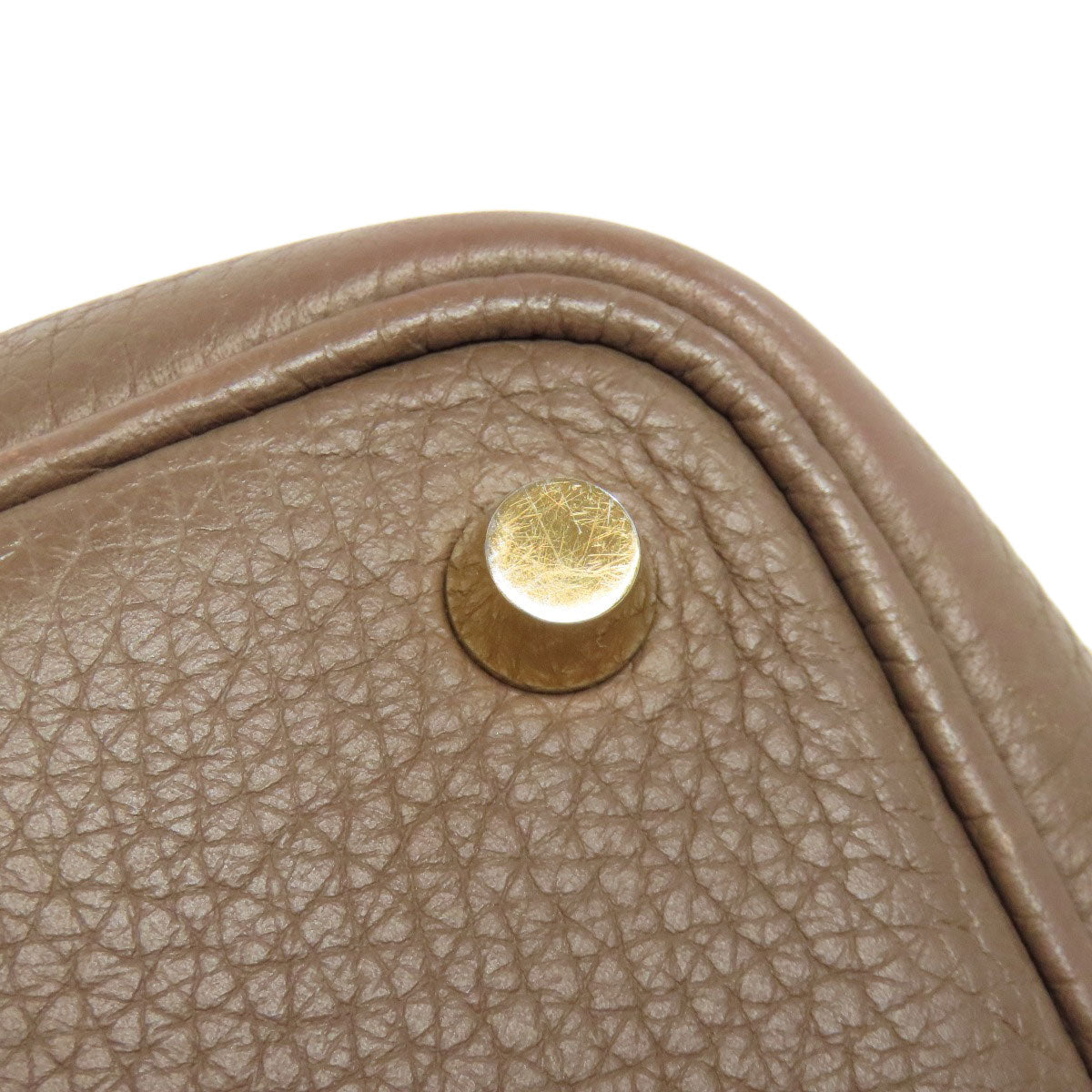 HERMES Handbag Taurillon Clemence Brown Picotin Lock PM Etoupe Gold Metal