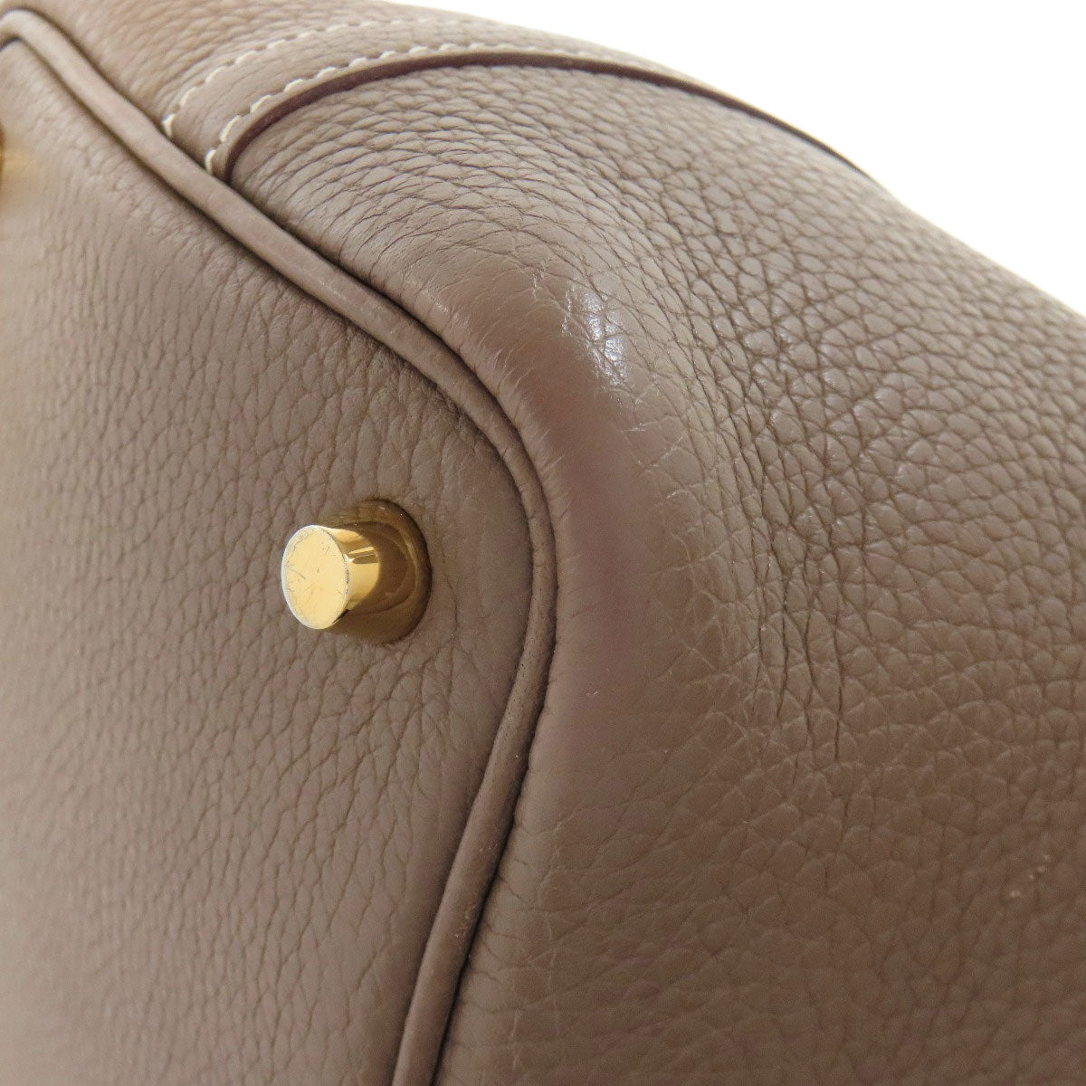 HERMES Handbag Taurillon Clemence Brown Picotin Lock PM Etoupe Gold Metal