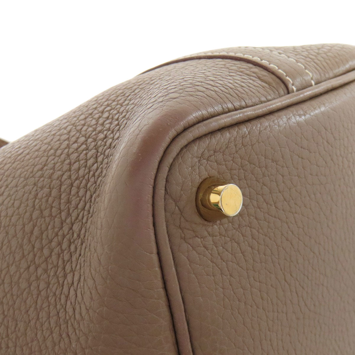HERMES Handbag Taurillon Clemence Brown Picotin Lock PM Etoupe Gold Metal