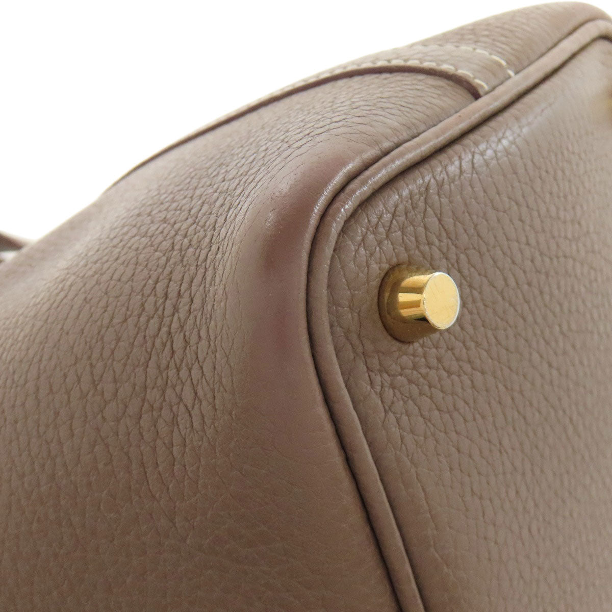 HERMES Handbag Taurillon Clemence Brown Picotin Lock PM Etoupe Gold Metal