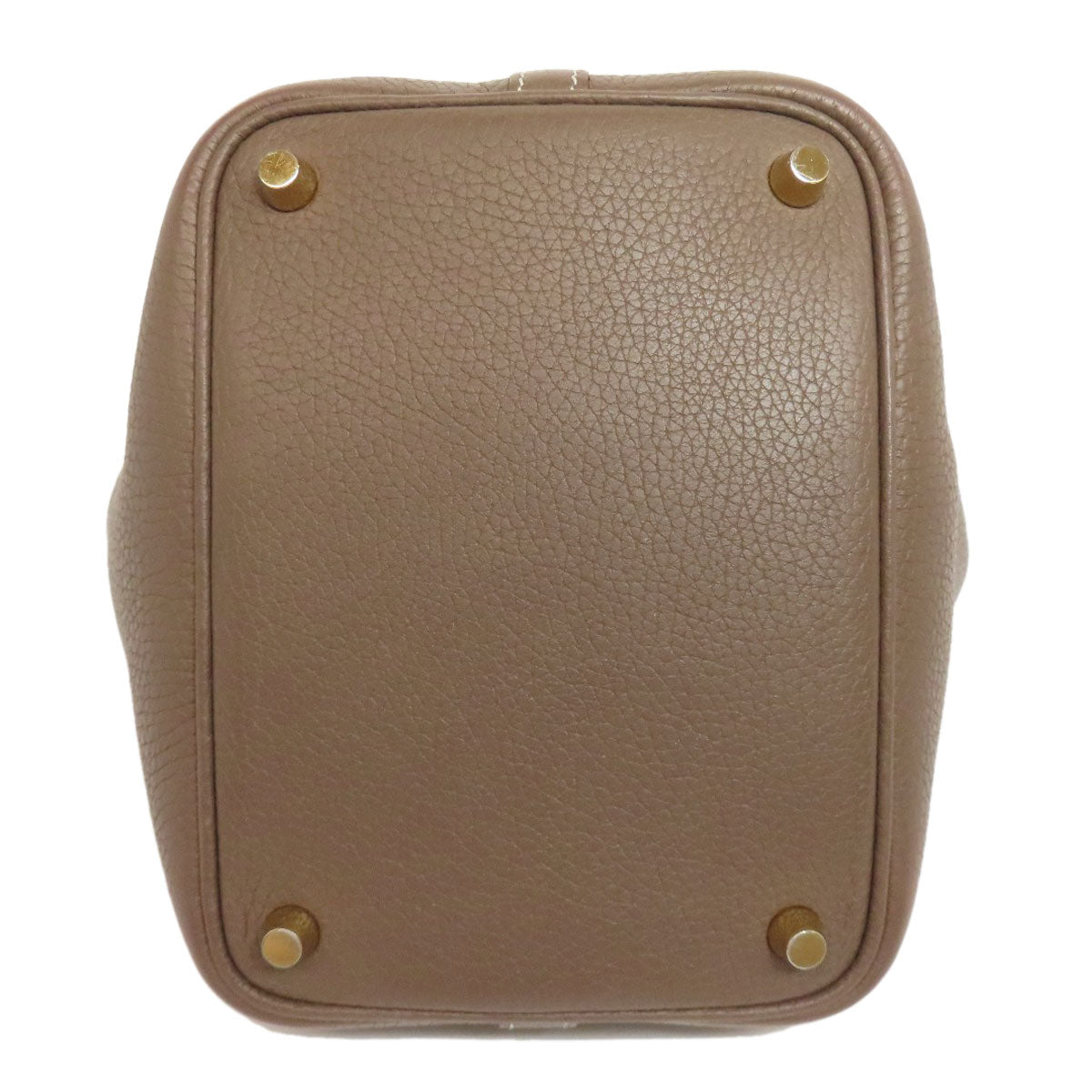 HERMES Handbag Taurillon Clemence Brown Picotin Lock PM Etoupe Gold Metal