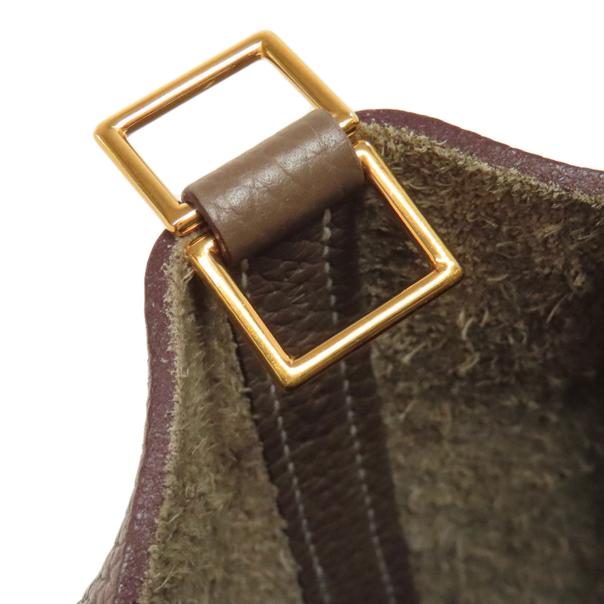 HERMES Handbag Taurillon Clemence Brown Picotin Lock PM Etoupe Gold Metal