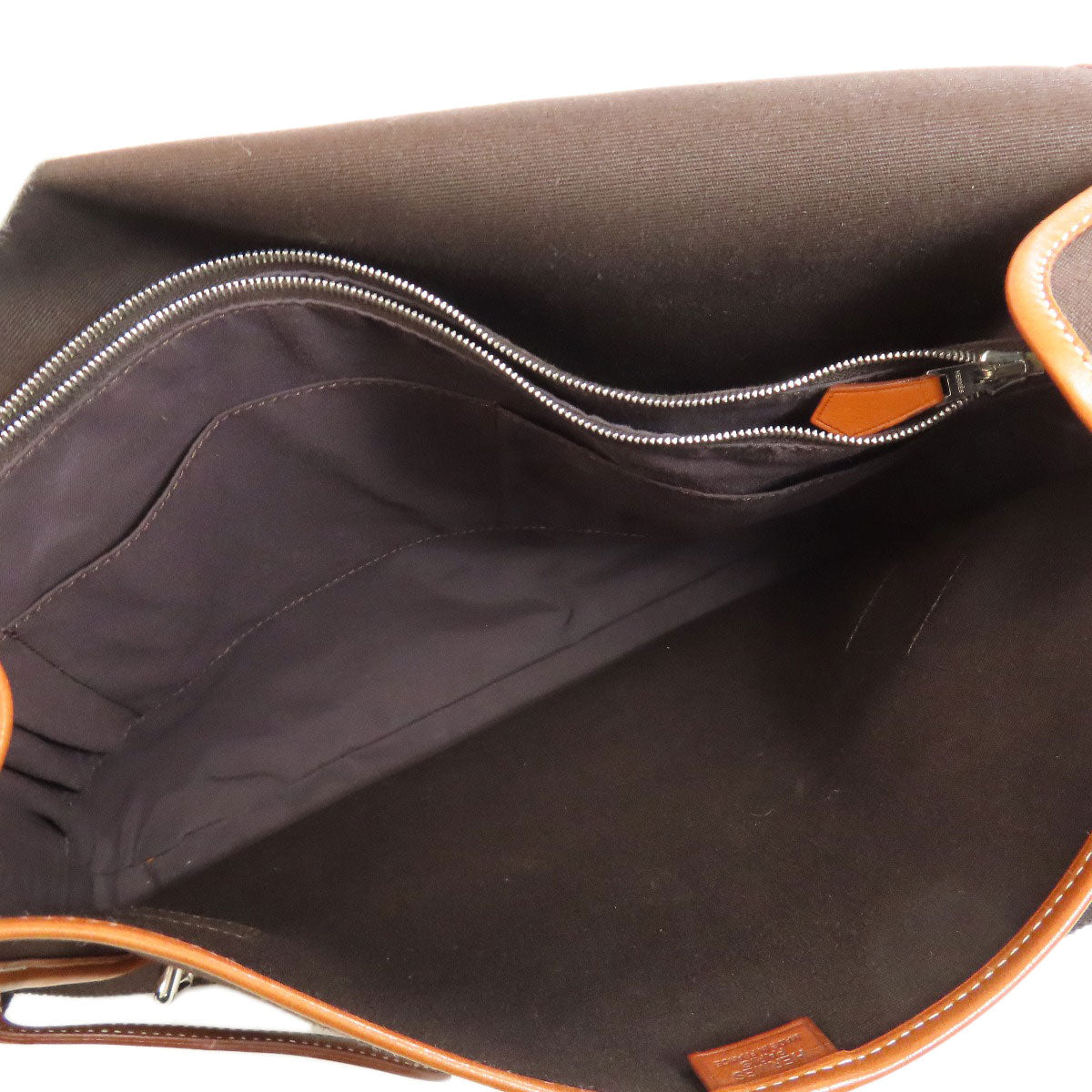 HERMES Shoulder Bag Toile Officier, Calfskin Brown Buenaventura SilverMetal Women Used