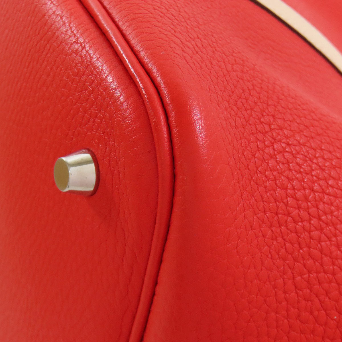 HERMES Handbag Taurillon Clemence, Swift Red Picotin Lock Kazak MM SilverMetal Women Used