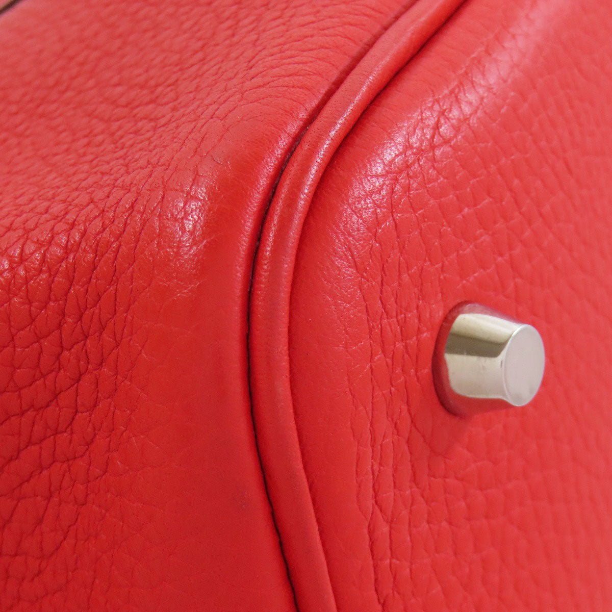 HERMES Handbag Taurillon Clemence, Swift Red Picotin Lock Kazak MM SilverMetal Women Used