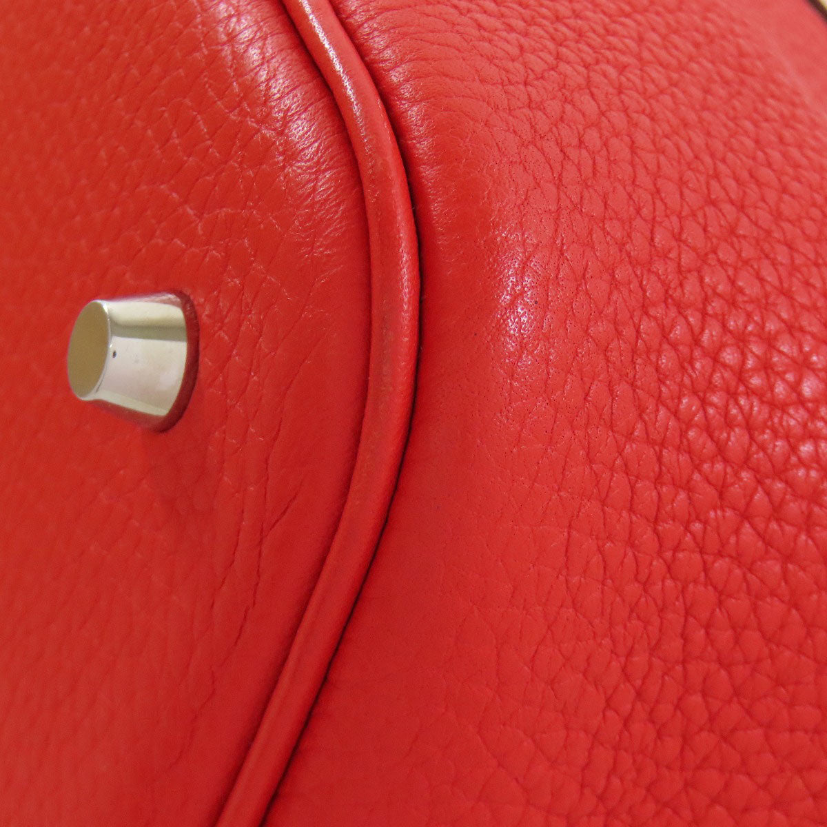HERMES Handbag Taurillon Clemence, Swift Red Picotin Lock Kazak MM SilverMetal Women Used