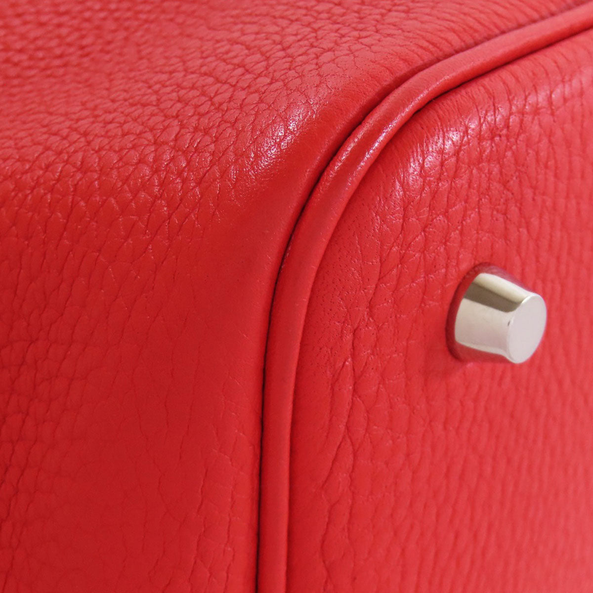 HERMES Handbag Taurillon Clemence, Swift Red Picotin Lock Kazak MM SilverMetal Women Used