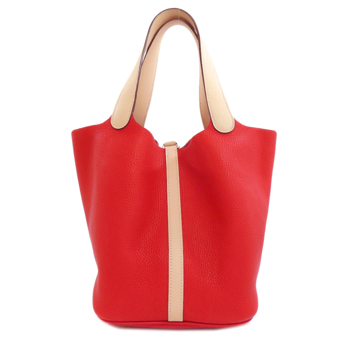 HERMES Handbag Taurillon Clemence, Swift Red Picotin Lock Kazak MM SilverMetal Women Used