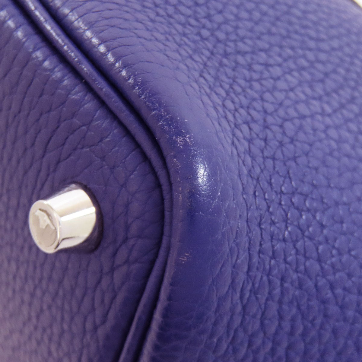 HERMES Handbag Taurillon Clemence Navy Picotin Lock Eclat PM SilverMetal Women Used