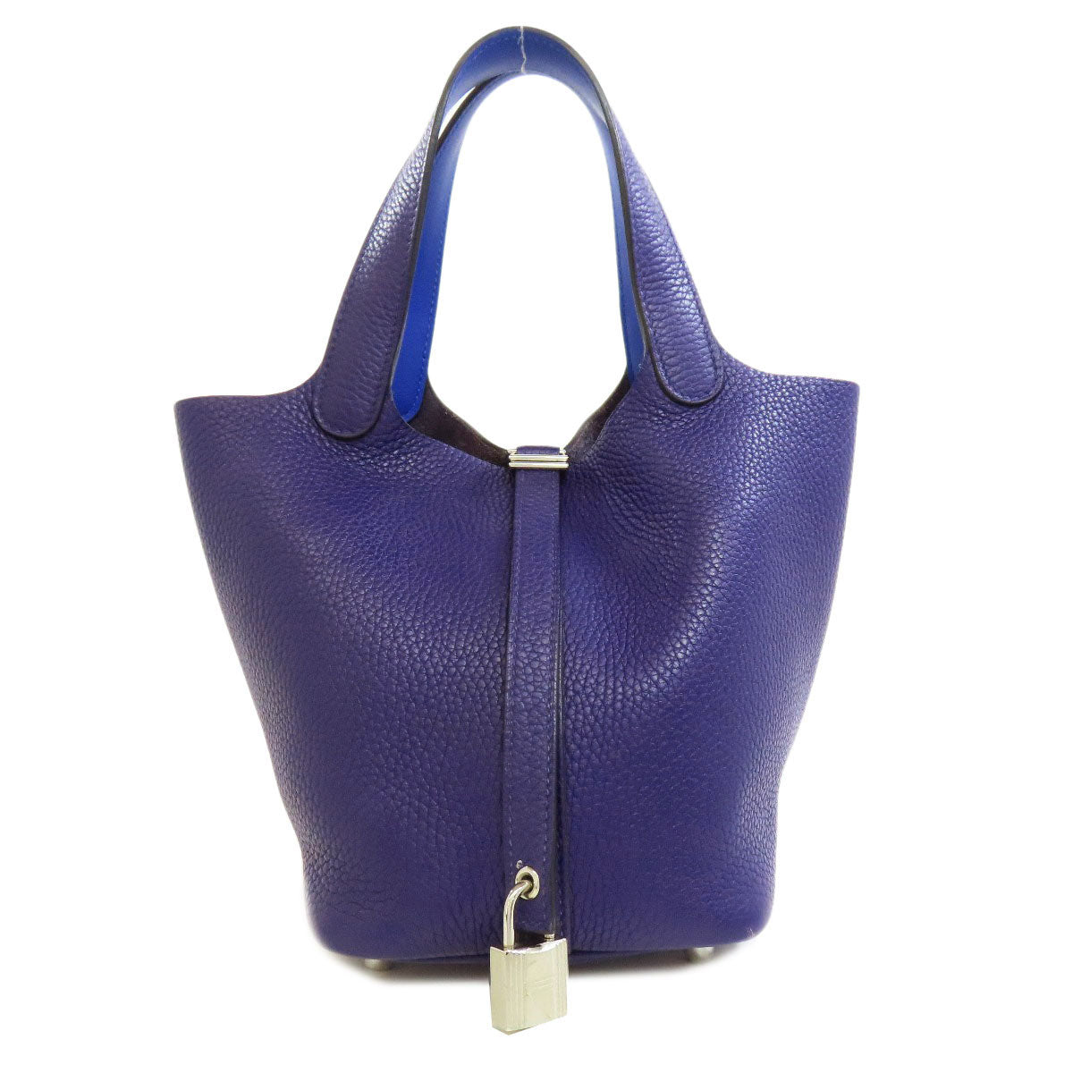 HERMES Handbag Taurillon Clemence Navy Picotin Lock Eclat PM SilverMetal Women Used