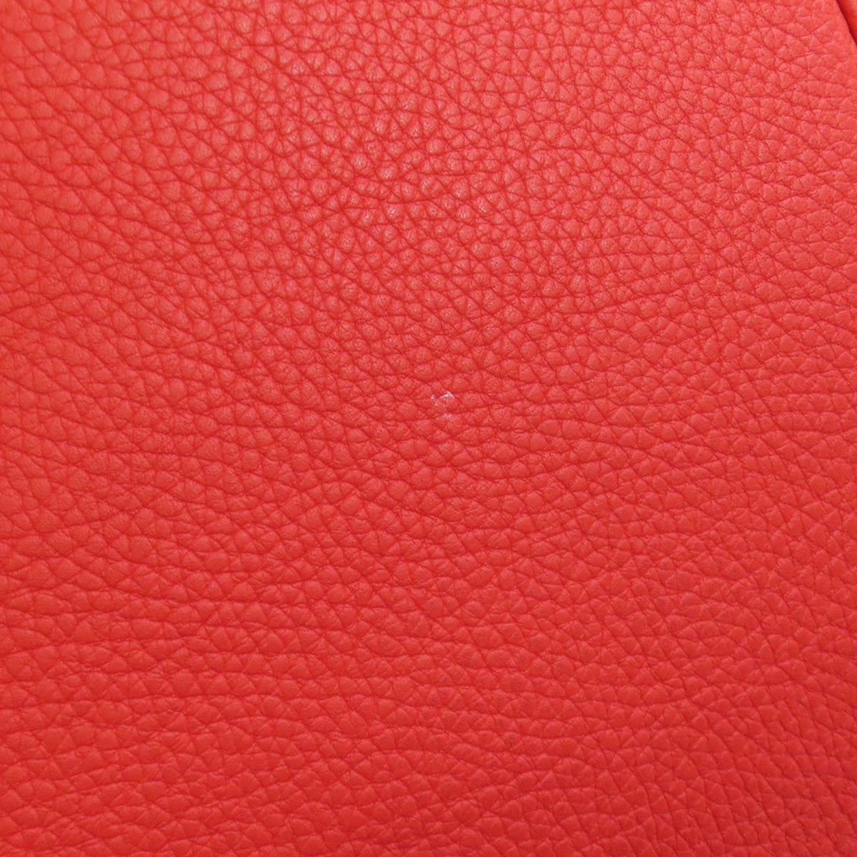 HERMES Handbag Taurillon Clemence Red Picotin Lock MM SilverMetal